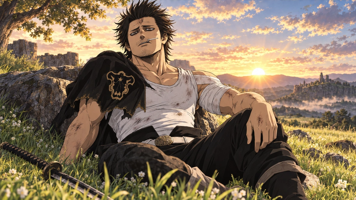 Editorial illustration of Yami alive and bandaged in a quiet recovery setting after his rescue
