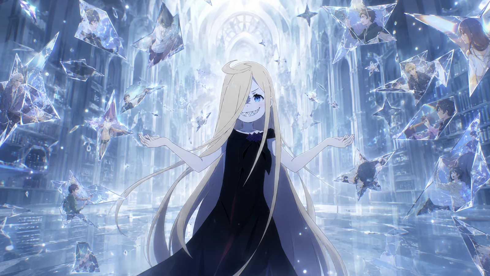 Louis Arneb alone in the white Hall of Memories as stolen names and memories surround her